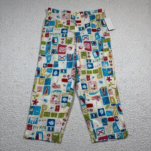 NWT Vintage Maren Beach Themed Women's Capris Pants Size 12 Cotton Stretch